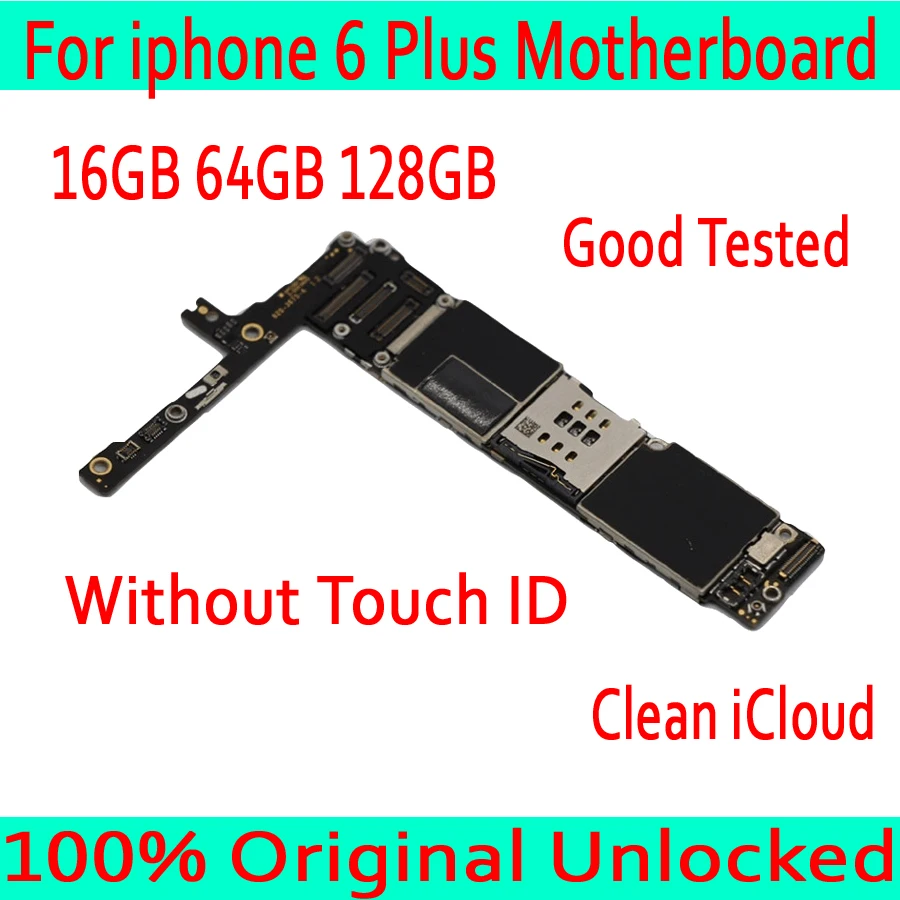 Для iphone 6 Plus материнская плата без Touch ID/с Touch ID, оригинальная разблокированная материнская плата для iphone 6 Plus 16 Гб/64 Гб/128 ГБ