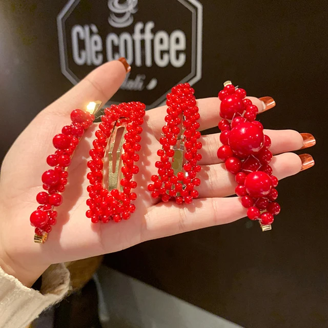 Barrette à cheveux élégante rouge au choix