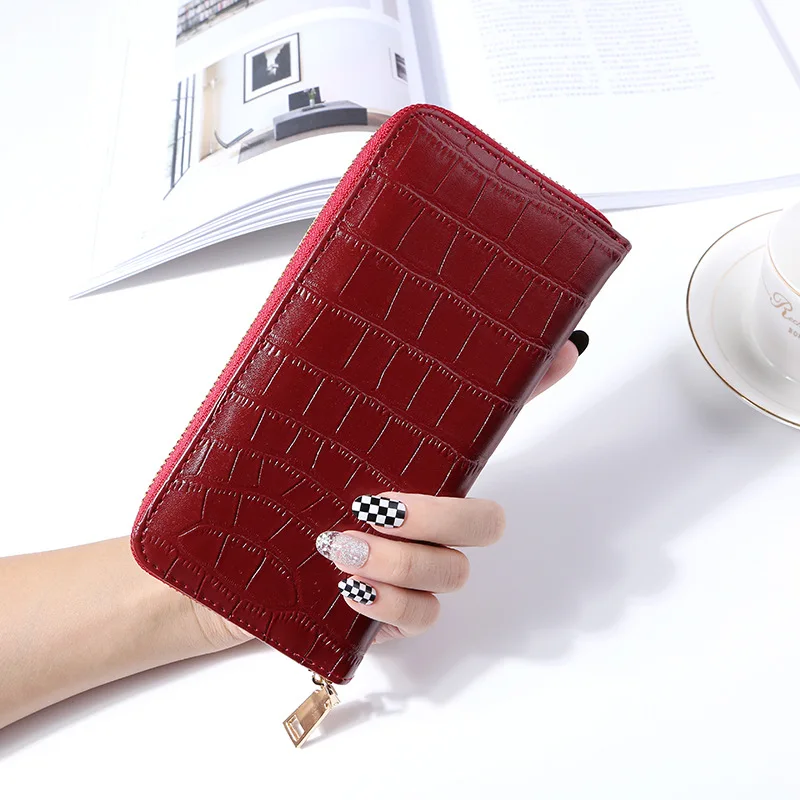 

WESTERN AUSPICIOUS Female Wallet PU Leather Business Card Holder Green Red Pink Blue Black Brown Gold Silver Long Women Wallets