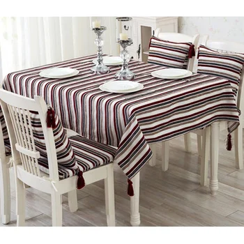 

Dark Colour 130*180cm Table Cloth 1pcs Table Cover With Macrame Stripe Print Tablecloth Tableclothes For Kitchen Dining Room