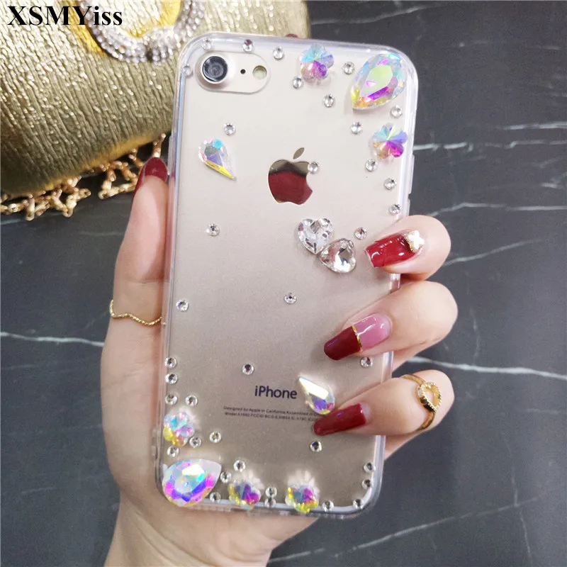 For HuaweiP9 P10 P20 P30 PLUS LiTE Mate10 20 30 Pro Lite Case Bling Crystal Rhinestone Diamond Flower Handmade Phone Cover |