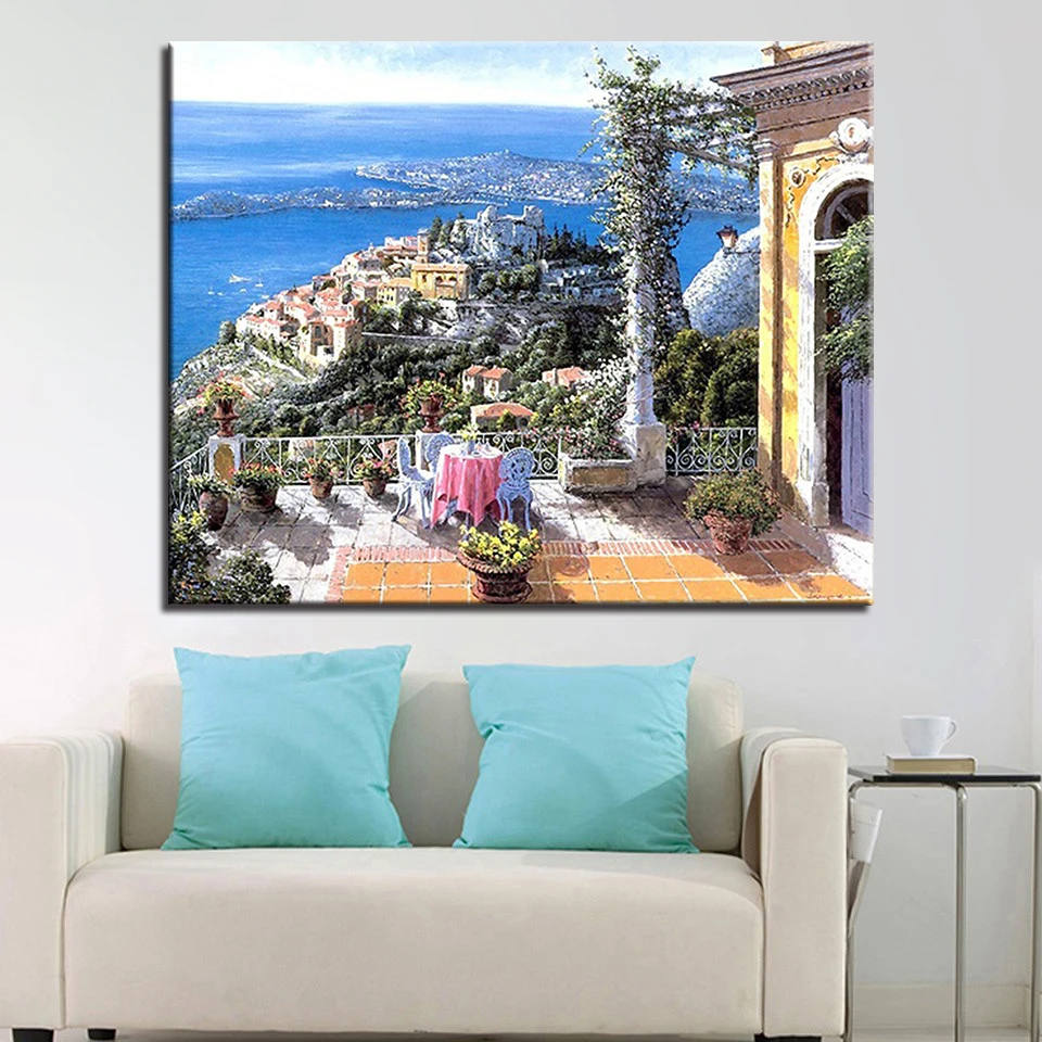 

Painting By Numbers Diy Pictures House Landscape Oil Paint Drawing Coloring On Canvas By Hand Framework Wall Modular Artwork