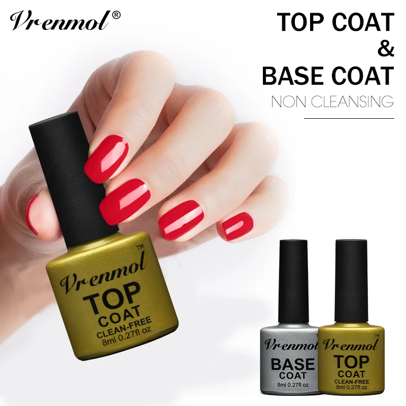 

Vrenmol No Wipe Base Top Coat No Clean Top It Off Foundation Shiny Sealer Manicure Set Primer Nail Makeup