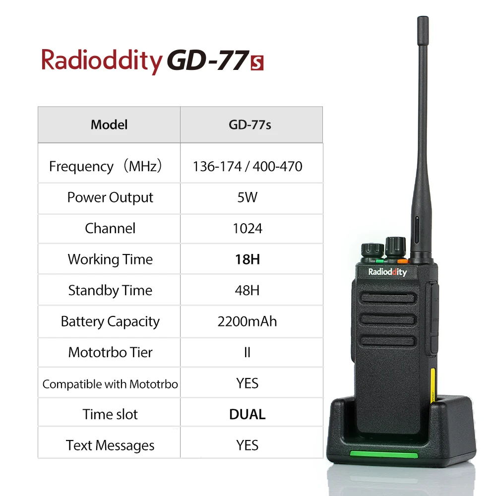 Радиочастотный GD-77S DMR Dual Band Dual Time slot Ham любительский двухсторонний радиоприемник цифровой/аналоговый рация 1024 каналов