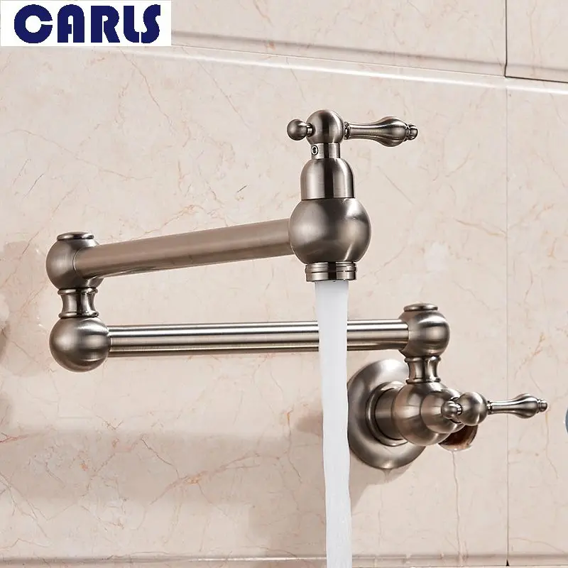 European black brass spray painted wall type kitchen faucet double switch washing vegetable basin faucet can be rotated European black brass spray painted wall type kitchen faucet double switch washing vegetable basin faucet can be rotated