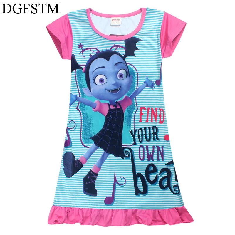 

New Summer Vampirina Dresses for Girls Party Dress Children Moana Trolls Costume Kids Clothes Vestido Clothing fashion Carrtoon