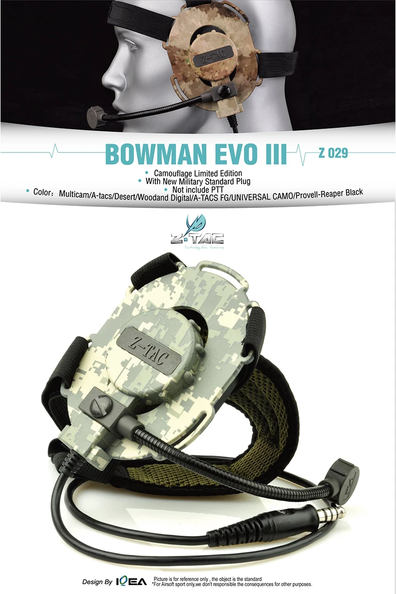 Z-TAC bowman evo III военные охотничьи наушники для портативной рации Z029