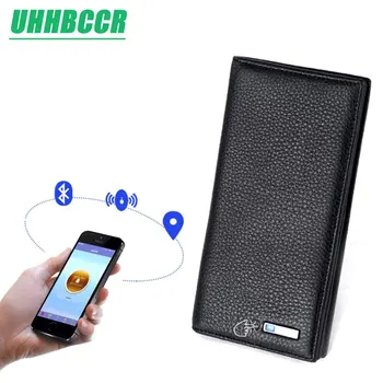 

UHHBCCR 2018 New Fashion Smart Wallets Bluetooth Tracking Long Clutch Purse Soft Black Carteiras