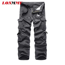 LONMMY плюс размер 40 брюки карго мужские s брюки мода Slim fit военные мульти карманные брюки мужская одежда хлопок весна осень