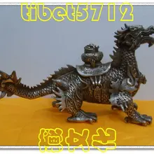 Ремесло и творчество искусство Тибетский буддизм, латунь с покрытием серебро Статуэтка дракона 19 см 2,0 кг медные инструменты Свадебные украшения латунь