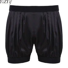 YiZYiF Мода сексуальные мужские блестящие мягкие гладкие Боксеры Шорты Пижама для сна легкие свободные шорты для тренировок и отдыха