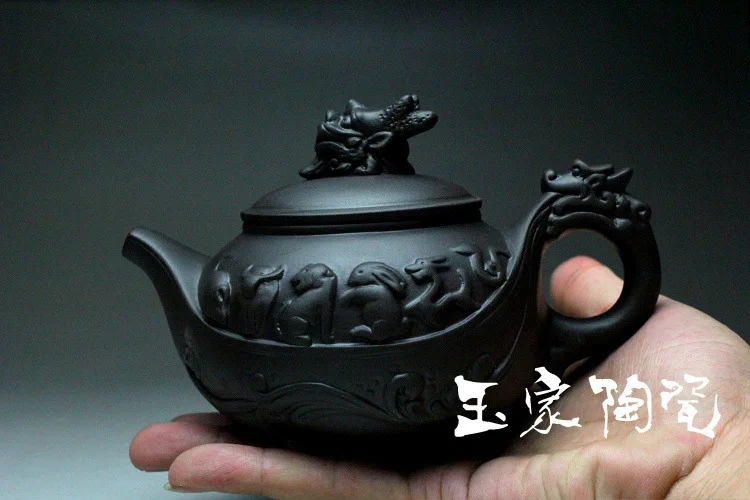 Горячая Распродажа китайский глиняный ручной набор для чая фарфор Исин чайный горшок Зодиак 300 мл чайные горшки керамический кунг-фу набор Zisha Наборы чайник