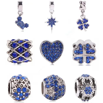 

RanqinOriginalFashion European Charm Blue Mickey Hat Shamrock Deep Sea Fish Series Fit Pandora Charm Bracelet DIY Women Jewelry