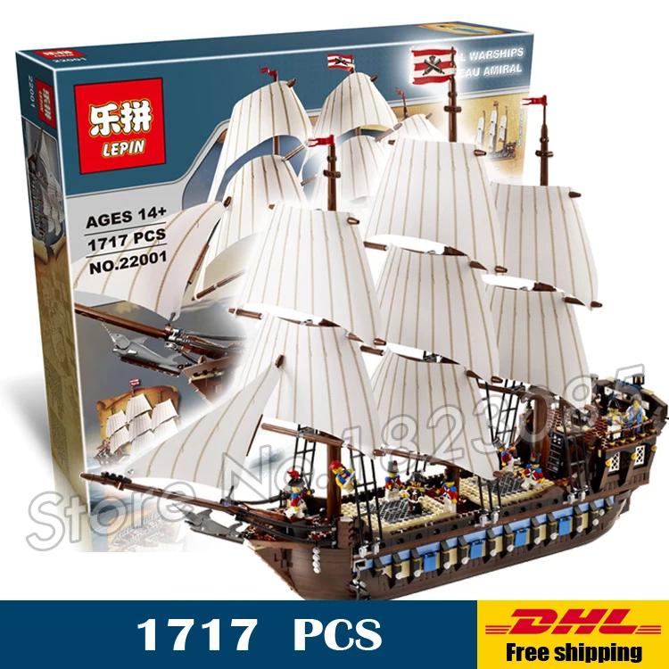 1717pcs font b New b font 22001 Pirates of the Caribbean Imperial Flagship DIY Model Building