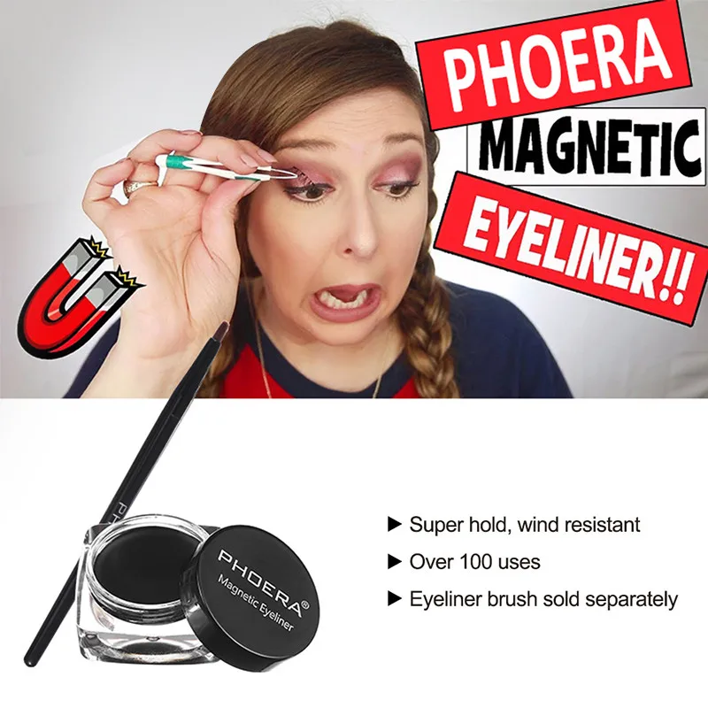 

PHOERA Black Waterproof Sweat Eyeliner Paste Fast Drying Long-lasting Magnetic Eyeliner Paste For Magnets Eyelashes Makeup TSLM2