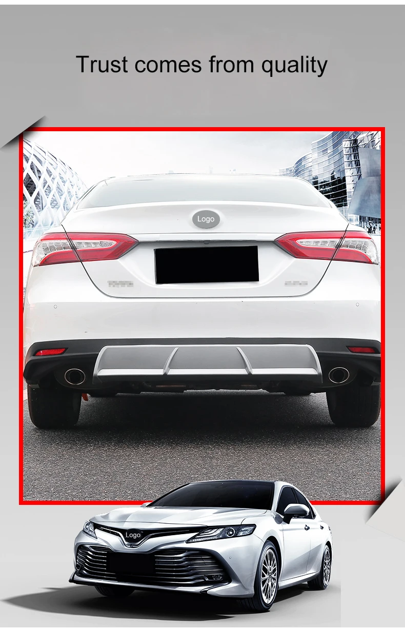 QHCP PP пластиковый Автомобильный задний багажник для губ бампер украшение спойлер, диффузор Защитная крышка подходит для Toyota Camry автомобильный Стайлинг
