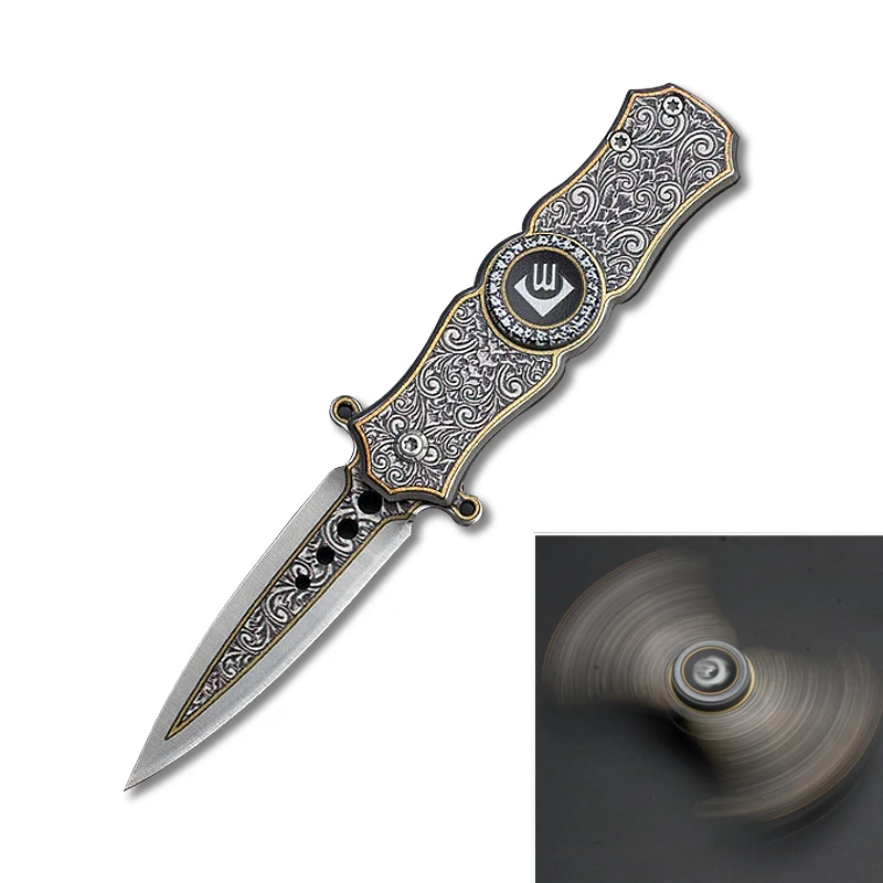 DuoClang 2 in 1 Fidget Spinner Metal& Folding Blade Knife