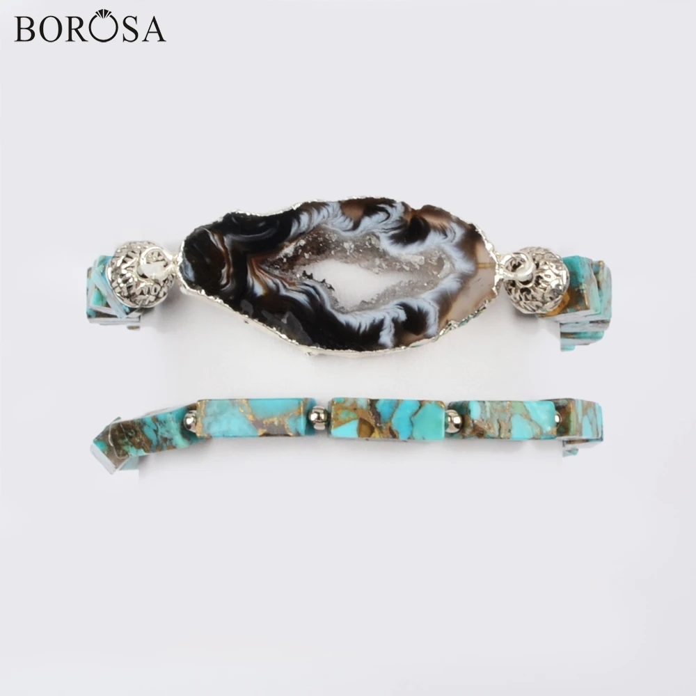 BOROSA 3/5 комплектов натуральный серебристый цвет Onyx кулон Агаты друзы кусочки с