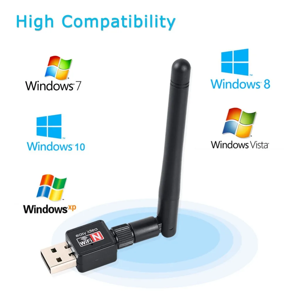Беспроводной USB Wifi адаптер Lan Ethernet 150 Мбит/с 2дб антенна usb wifi донгл Сетевая Карта