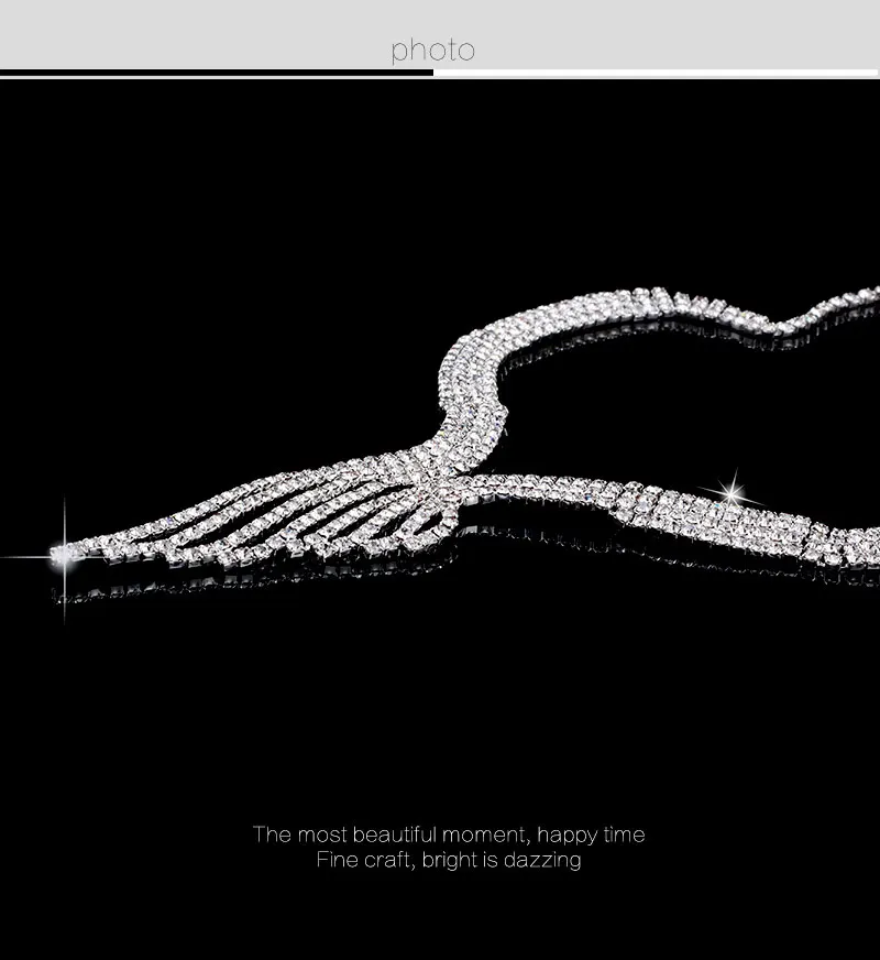 Ожерелье с кристаллами+ серьги Люкс роскошные стразы свадебный ювелирный набор Ms. простые роскошные аксессуары для одежды