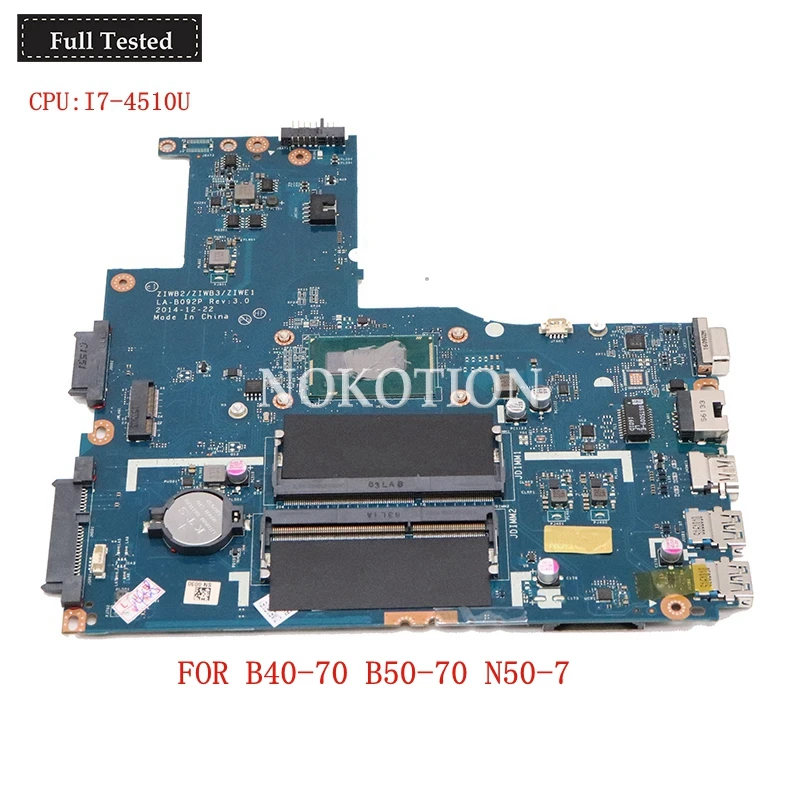 Nokotion ZIWB2 ZIWB3 ZIWE1 материнская плата для ноутбука lenovo Ideapad 14-дюймовая SR1EB 5/20/g46118 LA-B092P |