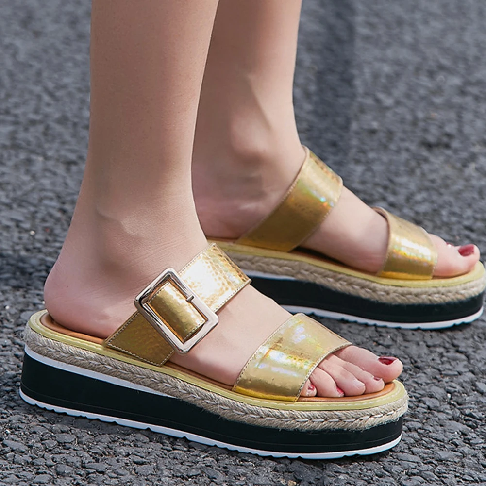 

Brand Leisure women's Genuine Leather Ladies Luxury Wedges Heels Platform Shoes Woman Casual Summer Slippers Female Shoes
