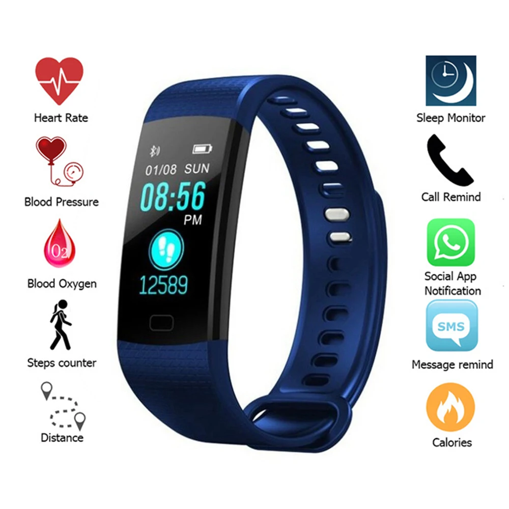 

Y5 Smartband Smart Bracelet Fitness Tracker Color Display Smart Wristband IP67 Blood Pressure Pedometer Men woman Sport Watch