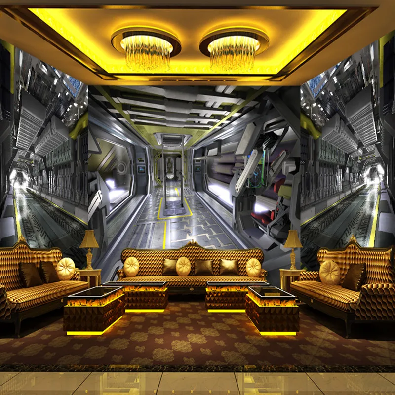 

Custom Photo Wall Mural 3D Stereoscopic Wallpaper for Living Room KTV Bar Space Capsule Background Decor Wallpaper 3D Wall Mural