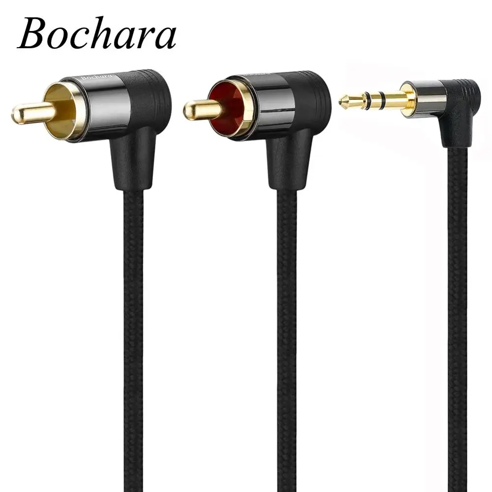 

Bochara Fabric Braided 90degree 3.5mm jack to 2RCA Audio Cable Wrapped Shielded For Speakers Amplifier Mixer 1.8m 3m 5m 10m