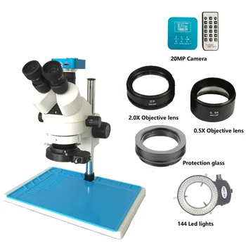 

20MP 1080P Electronic video HDMI USB microscope camera 3.5X 7X 45X 90X simul-focal Trinocular Stereo Microscope phone PCB repair