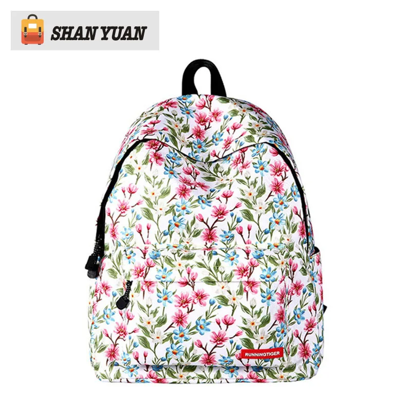 Fashion Polyester Women Backpack Flower Printing College School Bag For Teenager Girl Ladie Book bag Mochila