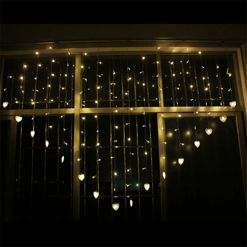 

Romantic Heart Shape 1.85M 16 Droop Love LED Curtain String Light Christmas LED Fairy Lights for Party/Window/Wedding