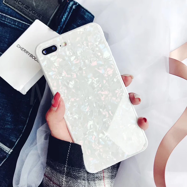 

Tempered Glass Case For iPhone X Lovely Hard Back Cover Soft Silicone Bumper For iPhone 7 6S 8 Plus 6 Plus Shell Glass