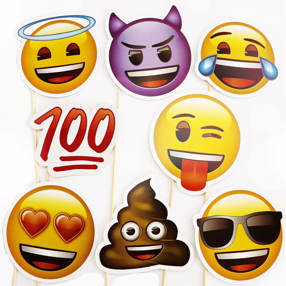 

8pcs Emoji Photo Booth Props Funny Mask Birthday Party Decoration Kids Favors Photobooth Prop Wedding Event Supplies baby shower