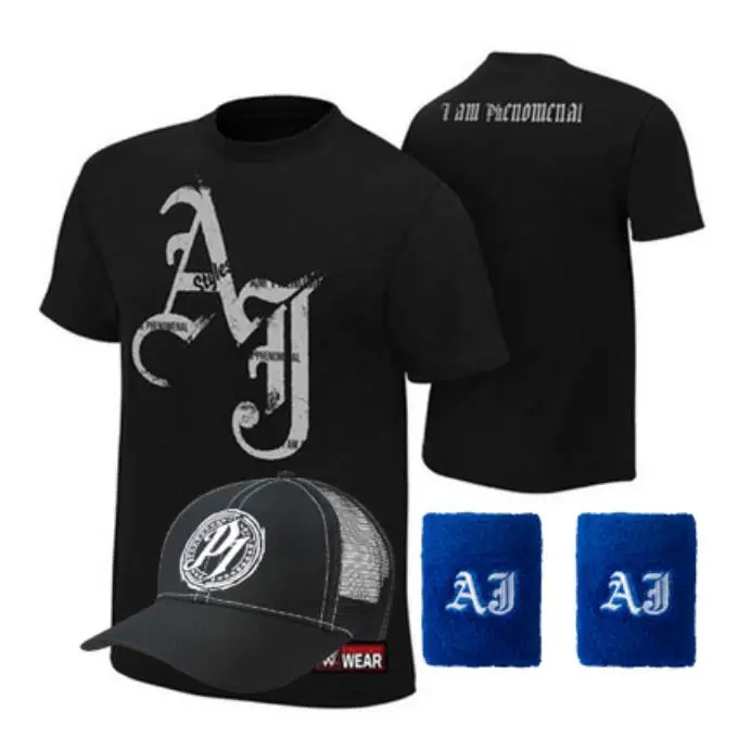جديد عالية الجودة حار تي شيرت AJ تي شيرت خمسة قطعة بدلة مجموعة المصارعة موضة طالب الرياضية دعوى تي شيرت القطن الرجال