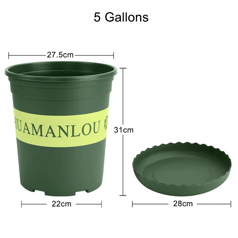Садоводство высадка пластиковый цветочный горшок галлоновые горшки семейный садовый горшок большой горшок с лотком из небьющегося пластика кассеты для рассады - Цвет: Green