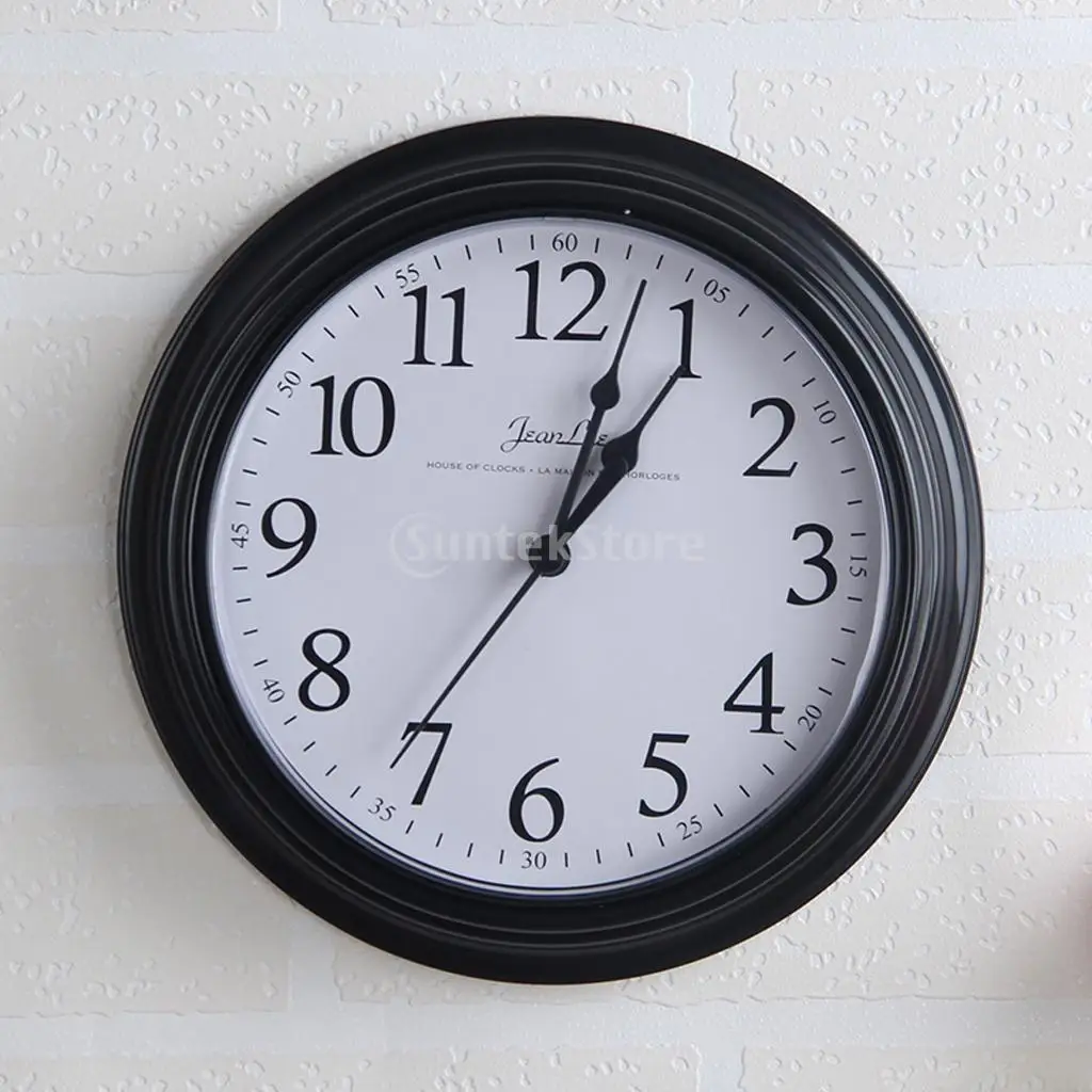  Round Quartz Clock-Wall Clock for Living Room, Bedroom, Kitchen- 22cm Yellow/Red/Black/White