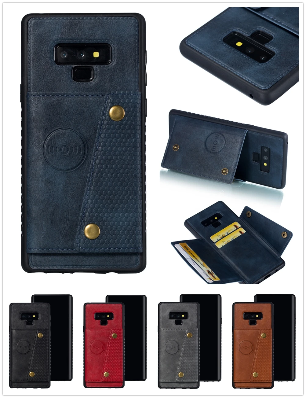 

Multifunction Back Cover For samsung note 9 8 Fundas For Galaxy A6 + leather holder For Samsun S9 S8 Plus luxury Protection Case