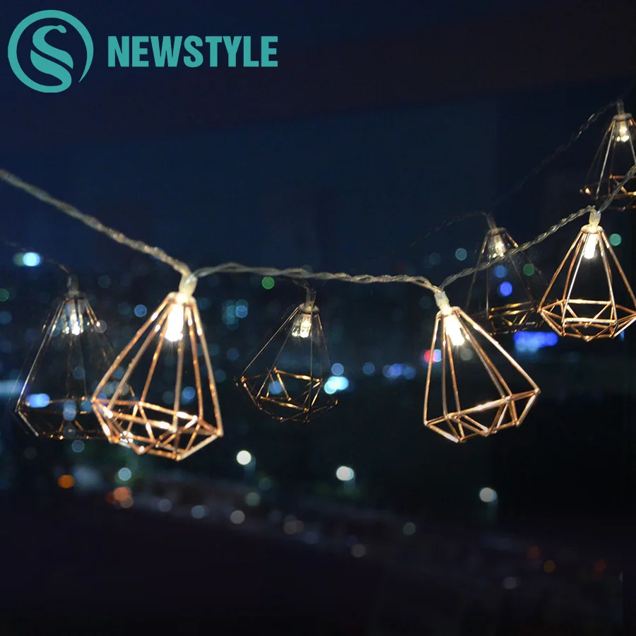 

Diamond Hexagon String Night Light 3M 20 LED Battery Operated Fairy Light for Christmas Home Holiday Party Wedding Decoration