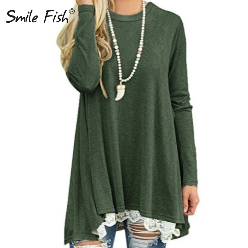 Loose Shirts Winter 2018 Basic Lace Shirt Track Jumper Tunic Casual Autumn Femme Blouse Women Blouses Tops Long Blusas GV184 Blouses