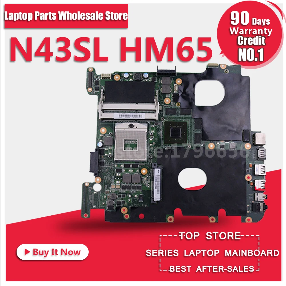 

N43SL laptop motherboard For ASUS N43 N43S N43SN N43SM n43SL HM65 motherboard 100% tested 2GB GT540M