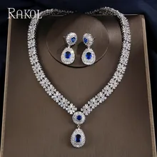 RAKOL White Gold Color Luxury Bridal CZ Crystal Necklace and Earring Set Big Water Drop Wedding Jewelry Sets For Brides RAKOL White Gold Color Luxury Bridal CZ Crystal Necklace and Earring Set Big Water Drop Wedding Jewelry Sets For Brides