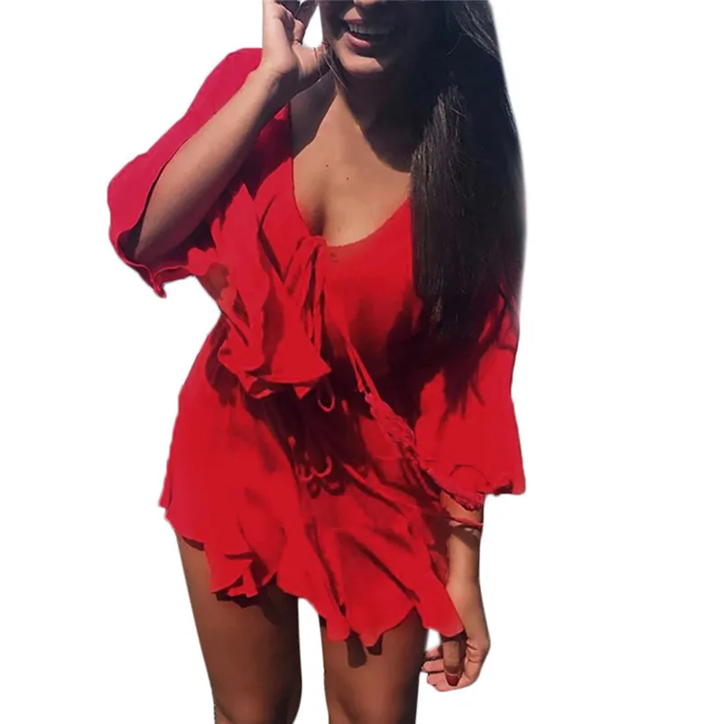 Fashion summer jumpsuit woman 2018 Sexy Solid Off Shoulder Long Sleeve Loose Jumpsuit Playsuit pantaloni siamesi Y12#N (4)