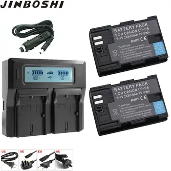 

2Pcs 2650mAh LP-E6 LP-E6N LP E6 E6N Replacement Battery + Rapid LCD Dual Charger for Canon EOS 5D Mark II III 7D 60D 6D 70D 80D