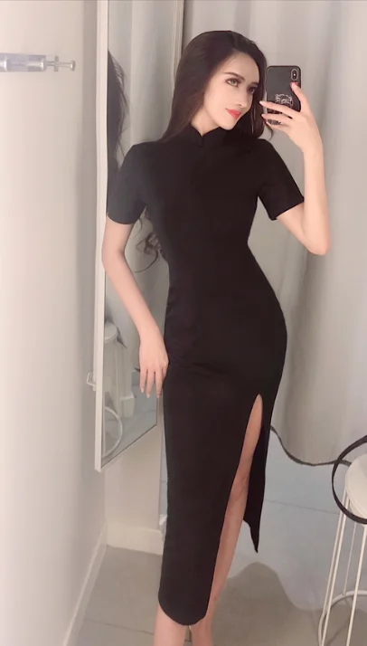 

Mr.nut port wind retro slim slim Chinese cheongsam long elegant daily high slit improved cheongsam dress