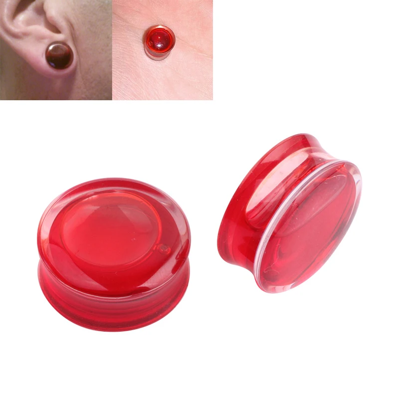 

2Pcs/lot Red Liquid Blood Ear Plug Earrings Gauges Acrylic Ear Gauges 6-16mm Ear Expander body piercing Tunnels Jewelry Men