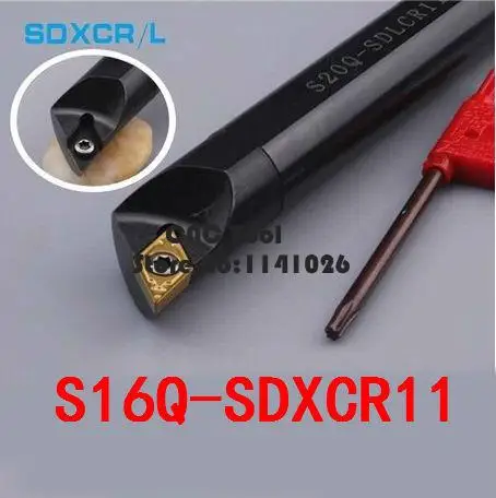 

S16Q-SDXCR11 Boring bar tool holder,indexable Internal Turning tools,Screw Locked on CNC Lathe Turning bar For DCMT11T304 Insert