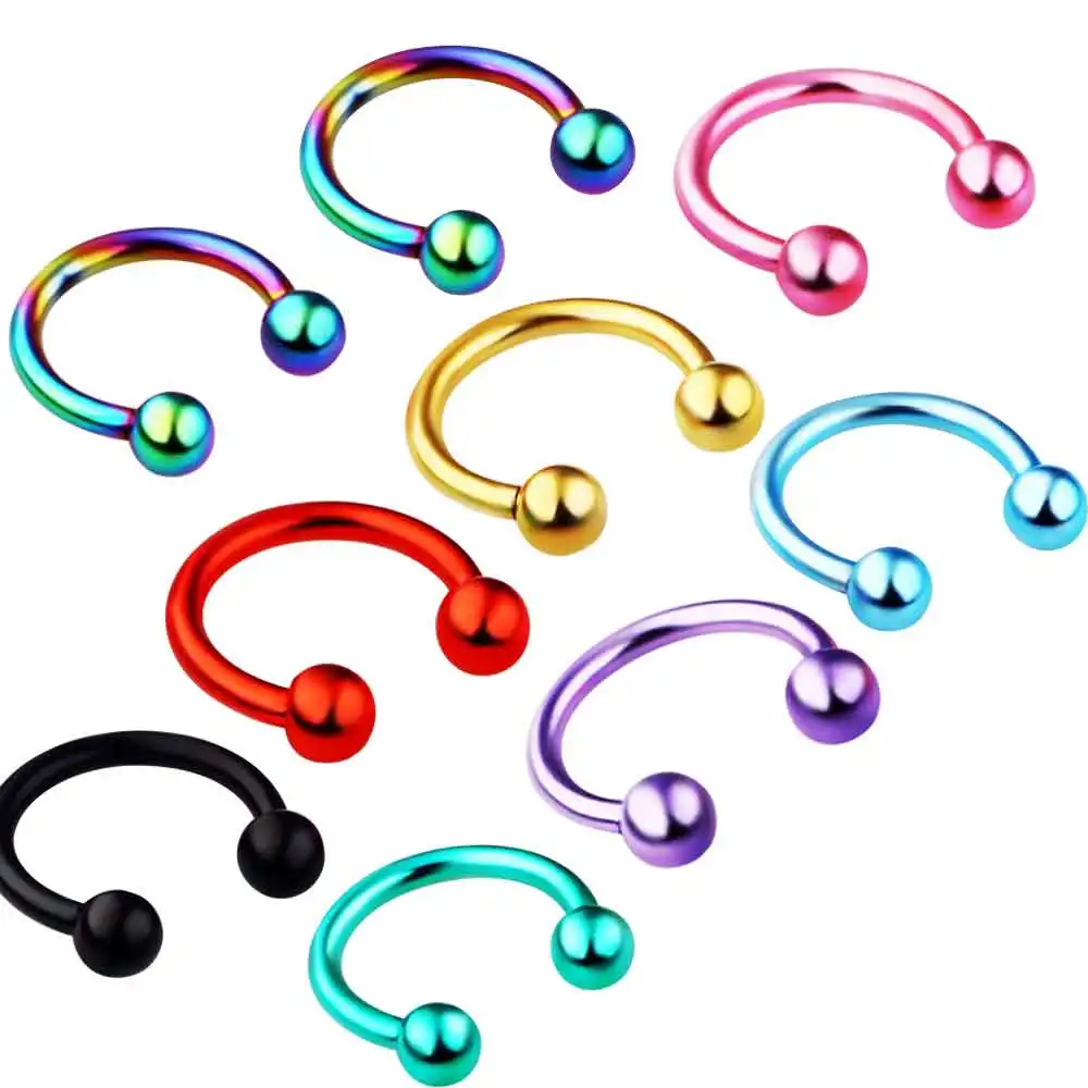

JUNLOPWY Surgical Steel CBR Horseshoe Circular Rings Nose Rings Eyebrow Tragus Studs Lip Ear Hoop Piercing 16g 200pcs 8 colors