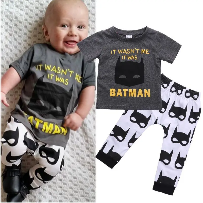 

2Pcs Baby Boys Batman Clothing Set Newborn Baby Boys Cartoon Clothes Suits Outfits T-shirt Top Pants Clothes 2019
