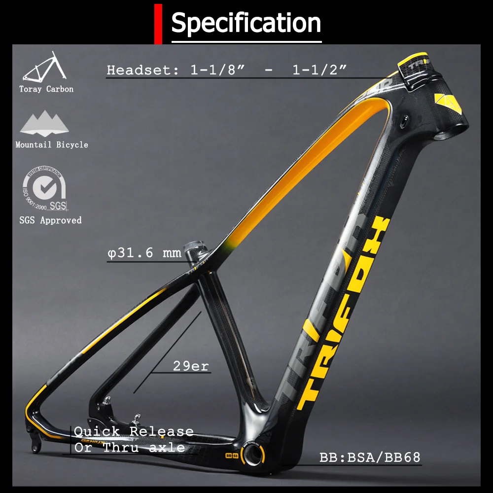 TRIFOX T800 карбоновая mtb рама 29er mtb карбоновая рама 29 рама карбоновая для горного велосипеда 142*12 или 135*9 мм велосипедная Рама